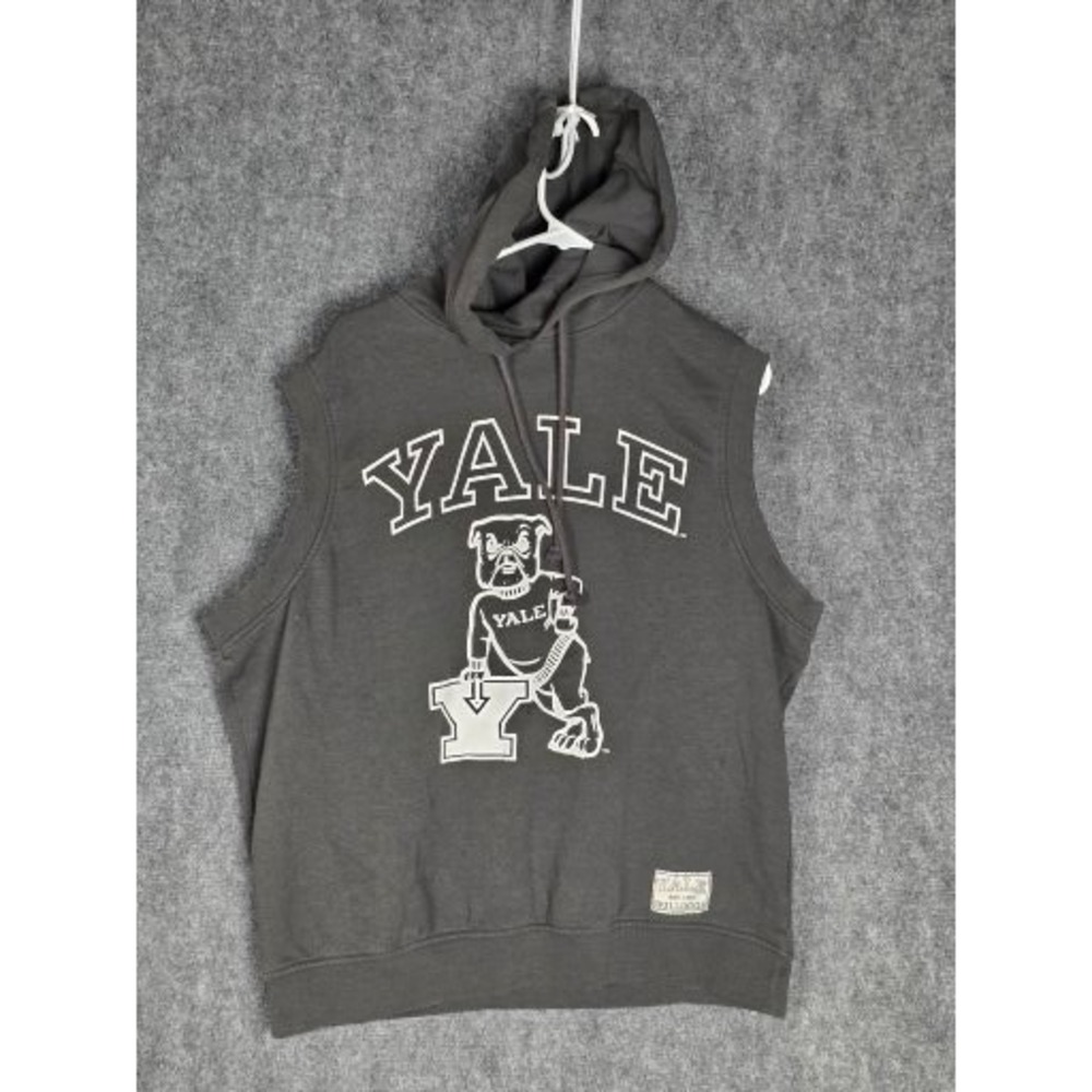 Yale Bulldogs Sleeveless Hoodie Tank Top Sweatshirt Charcoal Grey Men‎ Size S